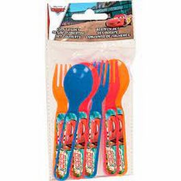 Set 6 cubiertos plástico Cars Disney Neon Racers