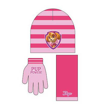 Set Gorro Guantes y Bufanda Patrulla Canina Pink