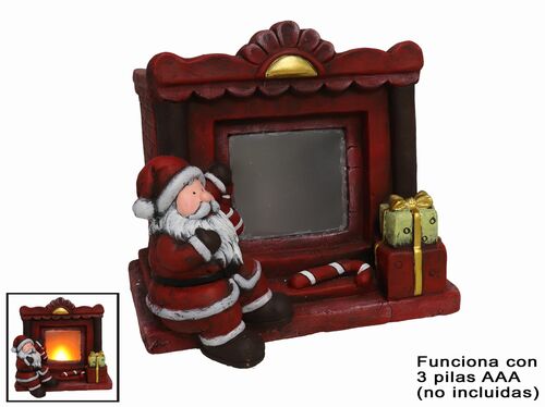 Escena decoración Navidad chimenea luces Papá Noel 31 x 24.5 x 28 cm