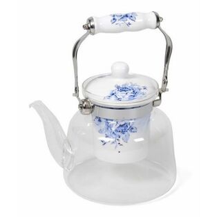 Tetera cristal y porcelana "Blue Flower" 1200 ml
