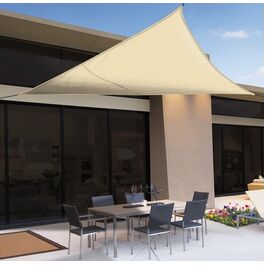 Parasol triangular poliester crema 3.6 x 3.6 x 3.6 metros