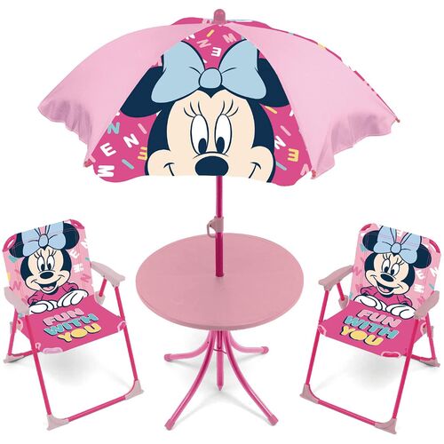 Set mesa con sombrilla y sillas Minnie Mouse Disney