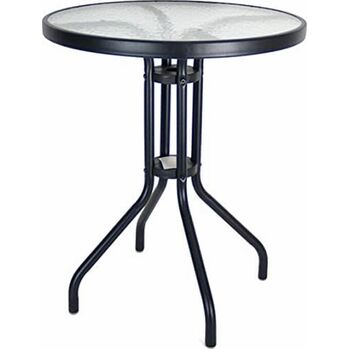 Mesa redonda metal y cristal 60 x 71 cm