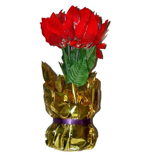 Flor Pascua fibra óptica decoración Navidad 44 x 15 x 15 cm
