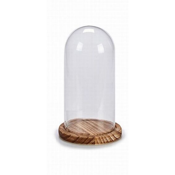 Cúpula cristal base madera mediana 20 x 10 x 12 cm