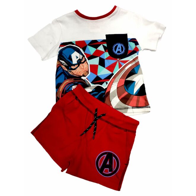 Conjunto verano rojo y blanco Los Vengadores Marvel 4 años