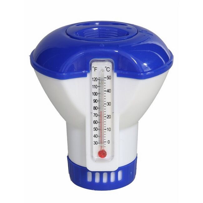 Dosificador cloro piscina con termómetro 10 x 12 cm