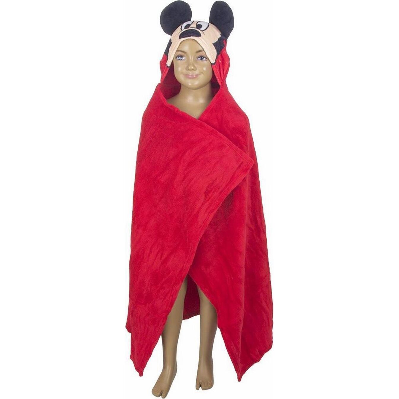 Manta coralina roja Mickey Mouse Disney con capucha 80 x 120 cm