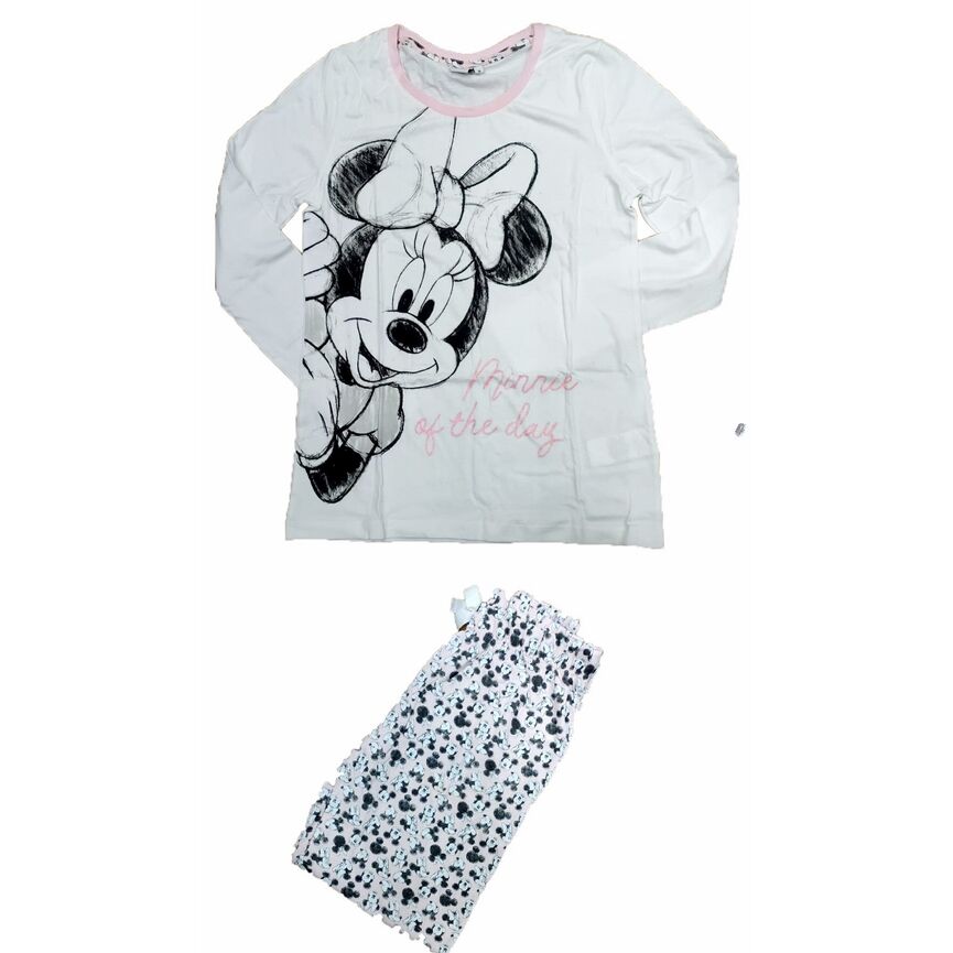 Pijama manga larga blanco de Minnie Mouse S