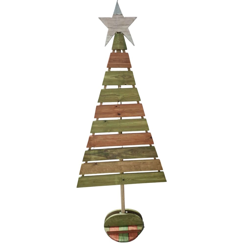 Árbol Navidad artesanal ecológico de madera 210 x 89 cm