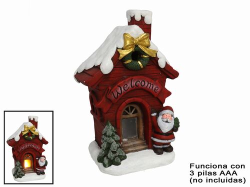 Figura decoración Navidad casa 10 luces 28.5 x 19.5 x 43 cm