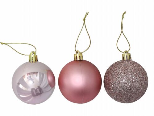 Pack 36 bolas Navidad rosa Motley 6 cm