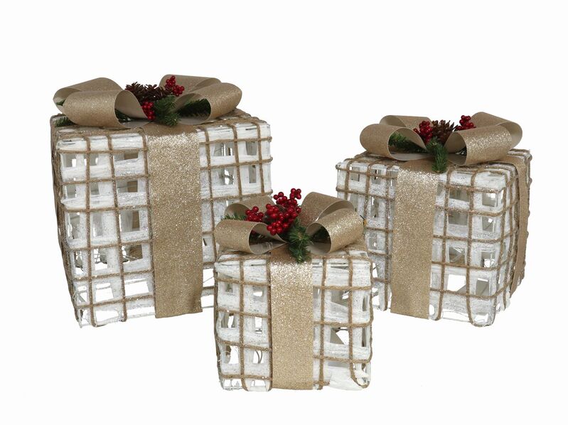 Set 3 cajas regalo Navidad LED