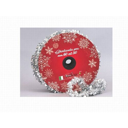 Rollo espumillón plateado 6 cm 30 metros