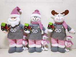 Figura rosa con tren decoración Navidad 26 x 25 x 10 cm