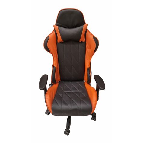 Silla Gaming profesional naranja y negra y reposapies RQ8019B