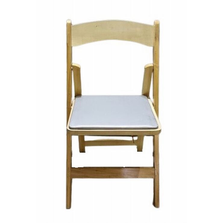 Silla madera plegable natural tapizado plata 77 x 44 x 43 cm