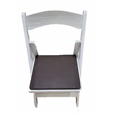 Silla madera plegable blanca tapizado chocolate 77 x 44 x 43 cm