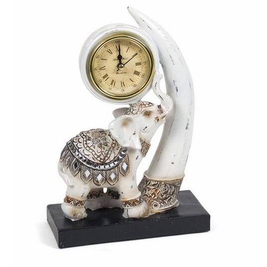 Figura reloj elefante resina 16 x 7,5 cm