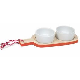 Tabla madera con salseras 22 x 9 cm