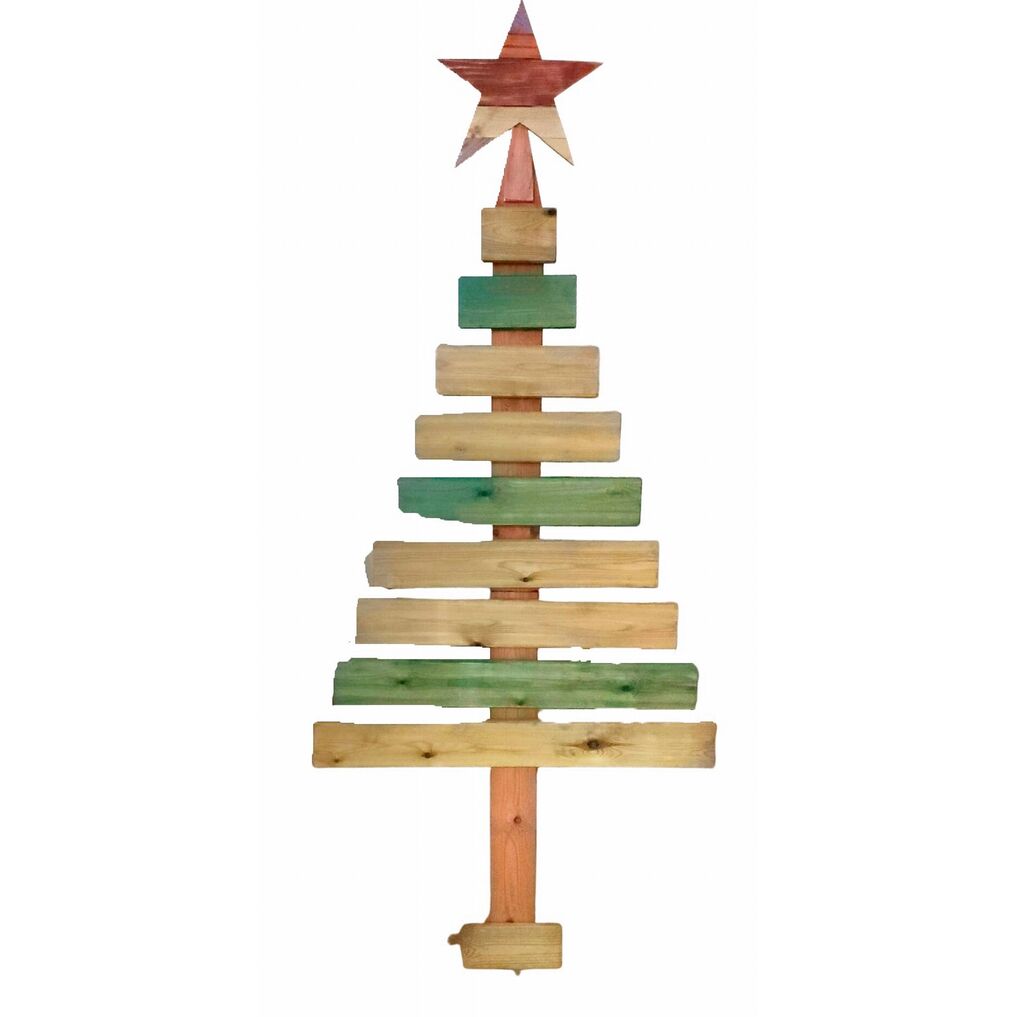 rbol Navidad artesanal ecolgico de madera con estrella 240 x 97 cm