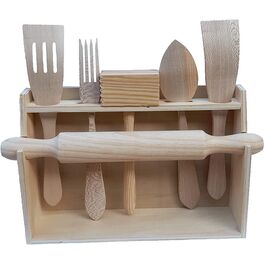 Set utensilios cocina madera 40 x 5 x 35 cm