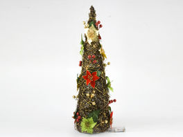 Cono 60 cm 10 led decorado poinsetia