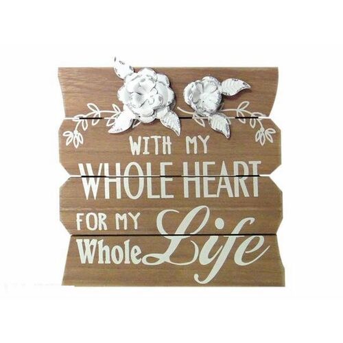 Placa madera decoracin original "Life"  24 x 1 x 24 cm