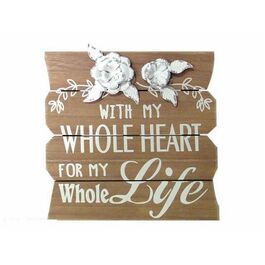 Placa madera decoración original "Life"  24 x 1 x 24 cm
