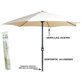 Sombrilla beige 3m tubo aluminio 48 mm