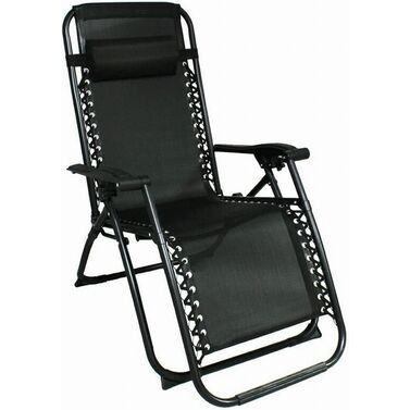Tumbona reclinable negra 177 x 65 x 113 cm
