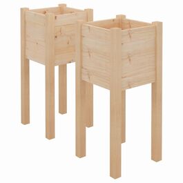 Set 2 Jardineras madera maciza pino 31 x 31 x 70 cm