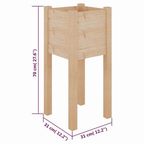 Set 2 Jardineras madera maciza pino 31 x 31 x 70 cm