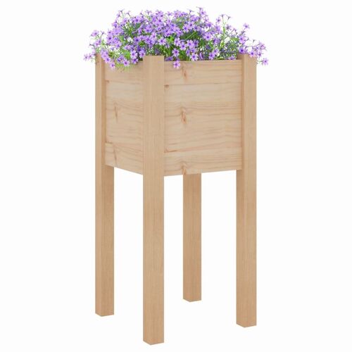 Set 2 Jardineras madera maciza pino 31 x 31 x 70 cm