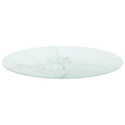 Superficie mesa vidrio templado mármol blanco Ø60 x 0.8 cm