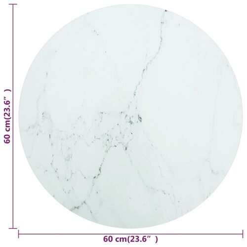 Superficie mesa vidrio templado mármol blanco Ø60 x 0.8 cm