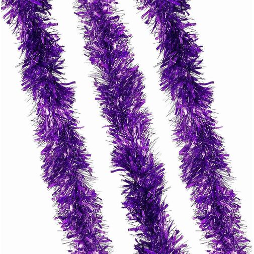 Rollo espumillón violeta 6 cm decoración Navidad 25 metros