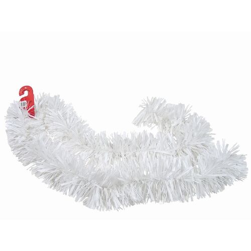 Rollo espumillón blanco 6 cm decoración Navidad 25 metros