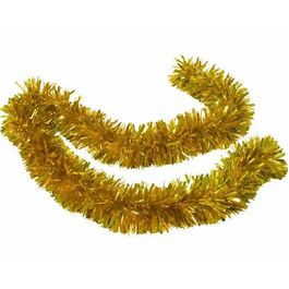 Rollo espumillón oro 6 cm decoración Navidad 25 metros