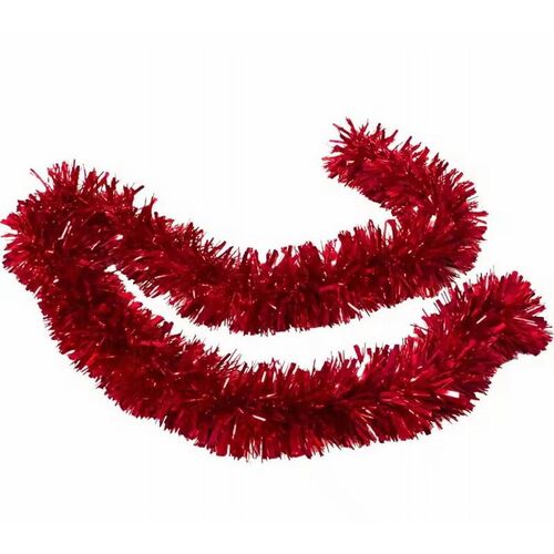 Rollo espumillón rojo 6 cm decoración Navidad 50 metros