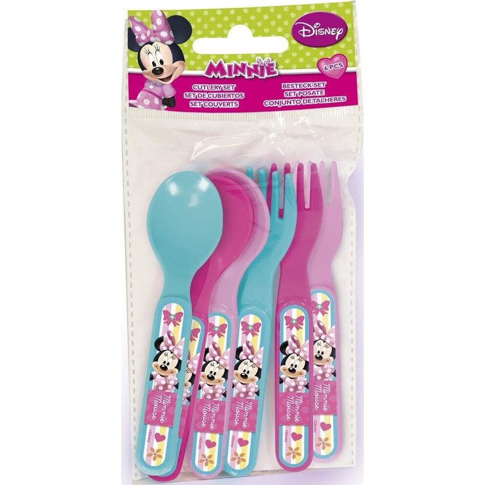 Set 6 cubiertos plstico Minnie Mouse Disney