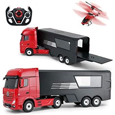 Camión radio control Mercedes Benz con helicóptero escala 1:26
