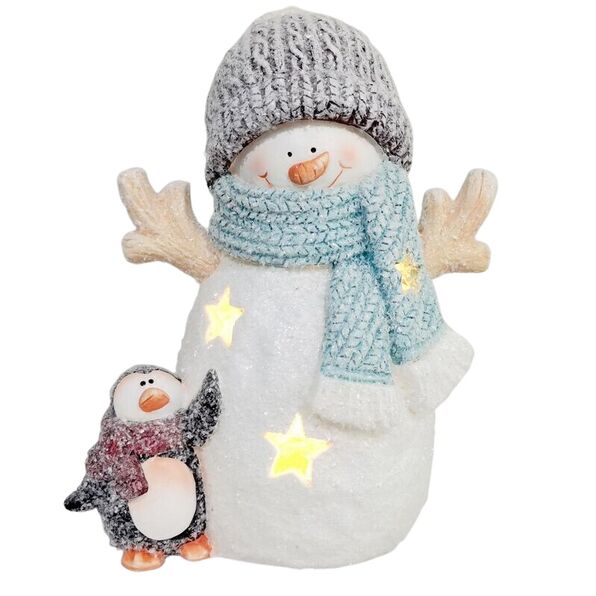 Muñeco nieve Pingüino decoración Navidad led cálido 41 x 32 x 20 cm