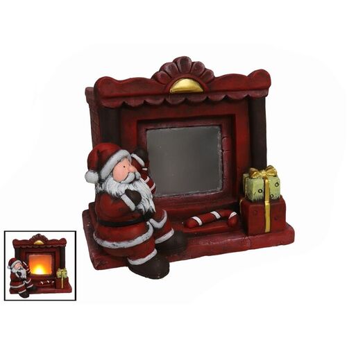 Escena decoración Navidad chimenea luces Papá Noel 31 x 24.5 x 28 cm