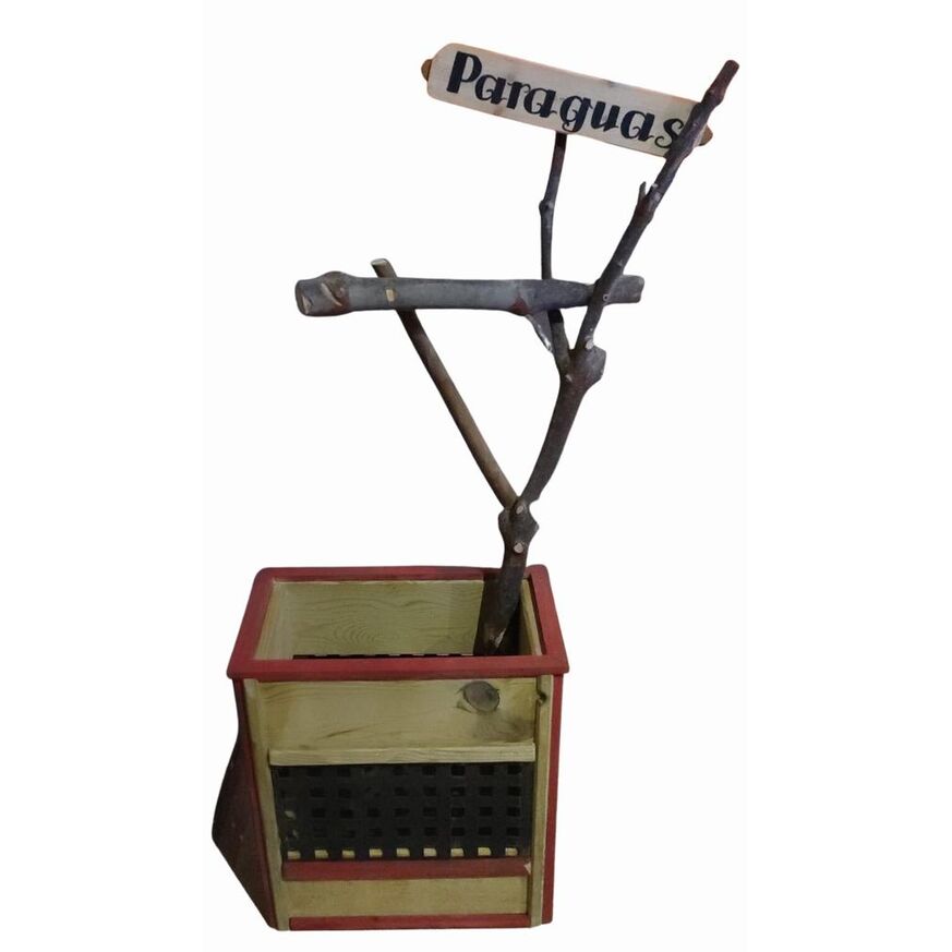 Paragüero rústico artesanal madera diseño original 125 x 66 cm