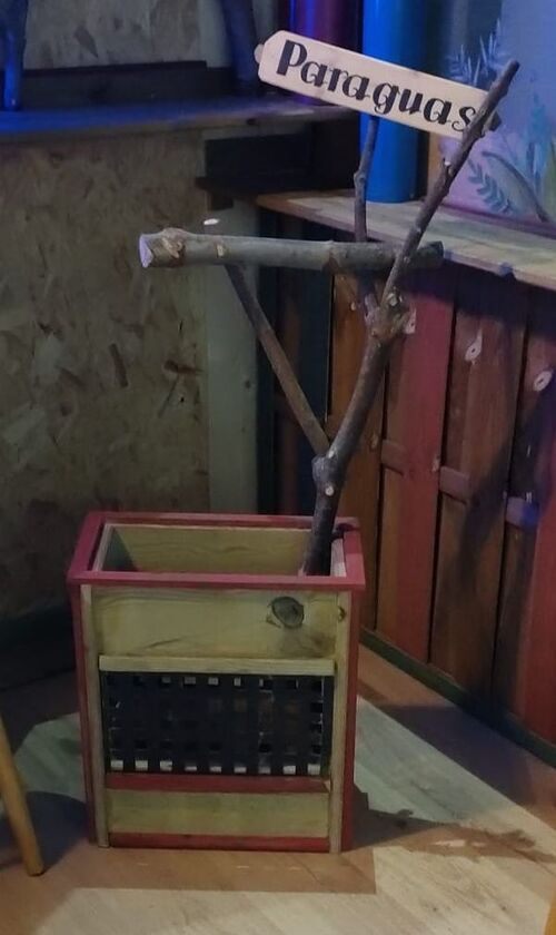Paragüero rústico artesanal madera diseño original 125 x 66 cm