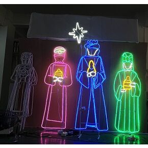 Set 3 Reyes Magos Led neón decoración profesional Navidad 180 x 150 cm