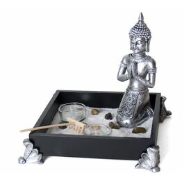 Jardín zen Buda y portavelas 23 x 23 cm