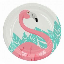 Set de 8 platos de papel de Flamenco 23 cm