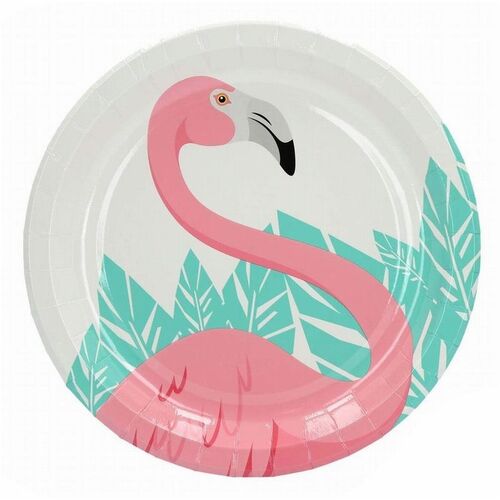 Set de 8 platos de papel de Flamenco 23 cm
